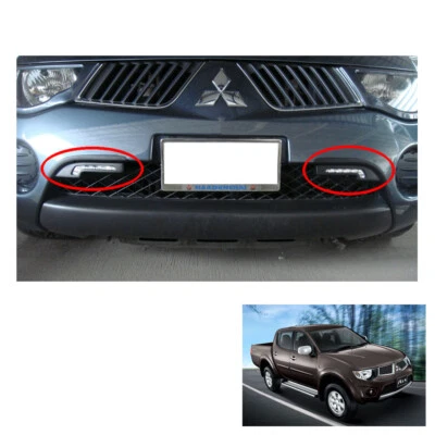 Lámpara de luz de circulación diurna 2006-14 negro mate 2 piezas para Mitsubishi L200 Triton Foto 1 de 3