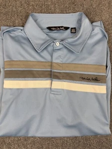 Camisa polo de golf Travis Matthew para hombre talla grande azul bloques de colores rendimiento a rayas - Imagen 1 de 7