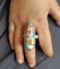 Oyster Copper Turquoise 925 Silver Statement Handmade Women Beautiful Ring MS193