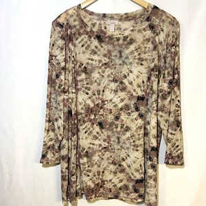 LOGO Layers Lori Goldstein Tie-Dye Long Sleeve Top semi sheer lightweight XL - Picture 1 of 6