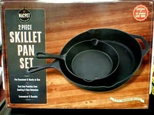 Nucast Cast Iron 2pc. Skillet Set 12" & 8" Pre-Seasoned NIB - Picture 1 of 6