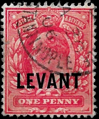 1905 embalaje original Gran Bretaña, oficina británica en el extranjero Turquía Elevante SC#16🔥USADO🔥VF Foto 1 de 2