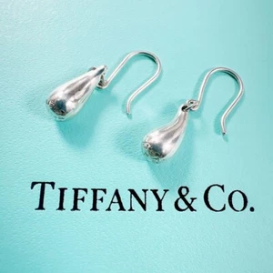 TIFFANY&Co Teardrop Dangle Earrings Peretti Silver 925 Authentic - Picture 1 of 4