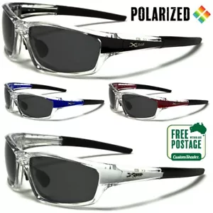 Xloop Men's Polarized Sunglasses - Clear Wrap Around Frame - Polarised Lens - Picture 1 of 7