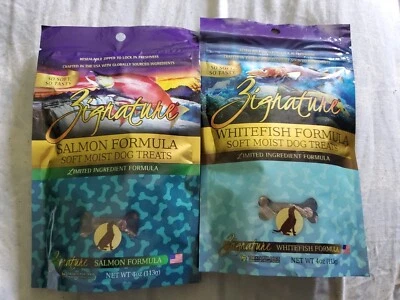 Paquete de 2 golosinas suaves y húmedas para perros Zignature, sabor pescado y salmón ingredientes limitados Foto 1 de 3