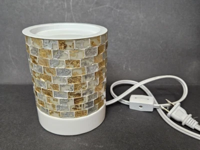 Yankee Candle Mosiac позолоченная серебряная золотистая стеклянная плитка электрический воск подогреватель - Изображение 1 из 4