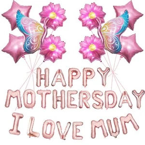 HealthSTEC 7 Pcs Happy Mother's Day Balloon Set I Love You Mom Pink Balloons ... - Picture 1 of 7