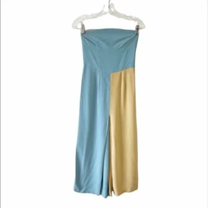 Giulietta Two Tone Strapless Palazzo Jumpsuit Made in Italy Blue Yellow EU 38 - Picture 1 of 11