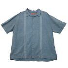 Havanera Shirt Mens 2XL XXL Delft Linen Blend Button Up Classic Fit Paneled