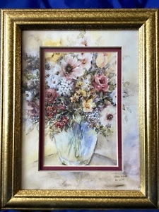Gloria Irvine Pastel Roses 8 X 10 Swiss Mat Floral Print in Gold Frame GOGL9322S - Picture 1 of 9