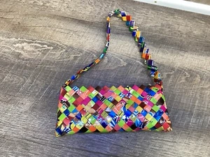 Mexican Candy Wrapper Purse Shoulder Hand Bag Handmade Colorful - Picture 1 of 17