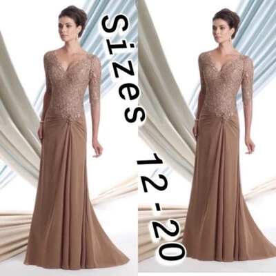 TALLA 12-20 MON CHERI Vestido de encaje café claro Foto 1 de 4