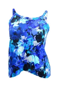 Swim Solutions Women's Plus High-Neck Underwire Tankini Top (22W, Black Multi) - Picture 1 of 3