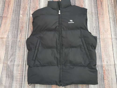 BALENCIAGA SS22 SPORTY B GILET PIUMINO OVERSIZE NERO TAGLIA XS