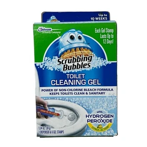 Scrubbing Bubbles Fresh Gel Toilet Cleaning Stamp 1 Dispenser & 6 Gel Stamps New - Picture 1 of 5