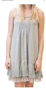 Anthropologie Ryu Dress Womens Small Gray Ruffle Lace Hem Mini Summer/Spring - Picture 1 of 8
