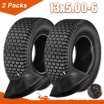 2 x Reifen inkl Schlauch 13x5.00-6 für Aufsitzmäher Rasentraktor Rasenmäher WV - Bild 1 von 4