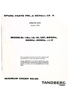 Tandberg 3000x PARTS MANUAL COPY - Picture 1 of 4