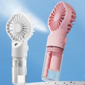 Handheld Desk Misting Fan USB Rechargeable Portable Small Air Cooler Summer Gift - Picture 1 of 21