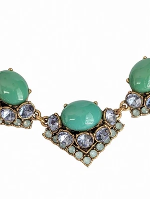 COLLAR RORY STELLA & DOT TONO DORADO CON CABAJONES VERDES Y PIEDRAS AZULES Foto 1 de 4