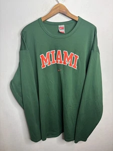 Miami Hurricanes Shirt Mens 2XL Green NCAA Football Long Sleeve Nike Dri Fit - Picture 1 of 7
