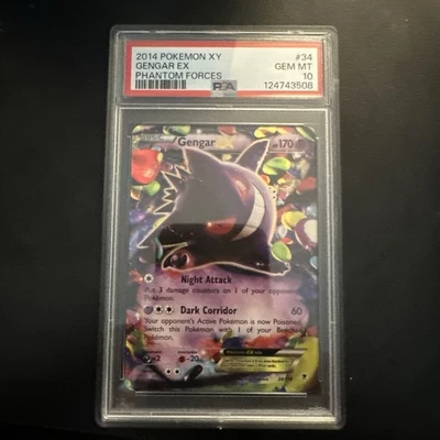 2014 POKEMON XY PHANTOM FORCES #34 GENGAR EX PSA 10 - Image 1 of 2