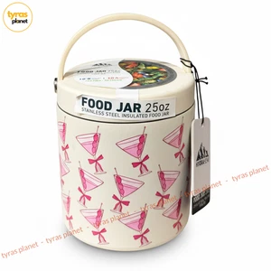 Hydrapeak 25oz Food Jar Lunch Container Pink Cocktail Bow  Hot/Cold Insulated - Picture 1 of 4