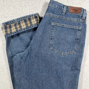 LL Bean Flannel Lined Jeans Mens 35x30 Cold Weather Heavy Workwear Outdoor Gorp - Picture 1 of 4