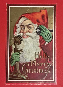 Präge-AK Ansichtskarte, Weihnachtsmann telefoniert, ca. 1915 - Bild 1 von 3