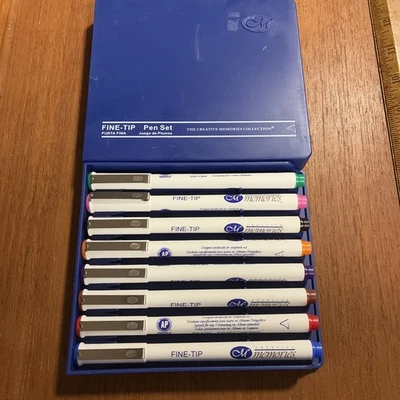 Juego de 8 bolígrafos Creative Memories punta fina de colores en estuche ¡Bonito! Foto 1 de 3