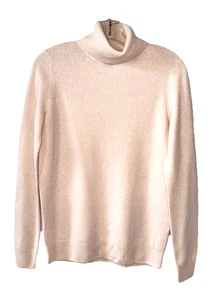 BLOOMINGDALES Size S 100% Cashmere 2-Ply Turtleneck Sweater Light Pink H58 - Picture 1 of 5