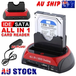 HDD Docking Station Dual 2.5"3.5" Dual Slots USB 3.0 SATA Hard Drive Card Reader - Picture 1 of 12