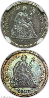 1867 Proof Liberty Seated Half Dime NGC PF67 - Image 1 of 3