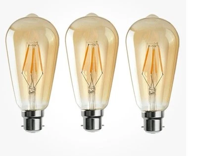 3 x Antique Style Edison Vintage LED Light Bulbs Industrial Filament E27 Screw - Image 1 of 4