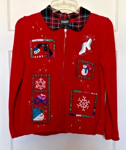 Designers Originals Studio Joy Red Cardigan with Festive Embroidery Size S - Picture 1 of 4