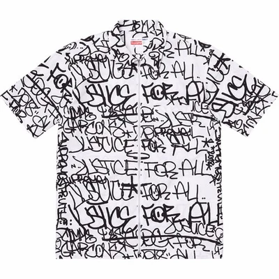 SUPREME X COMME DES GARCONS GRAPHIC S/S SHIRT LARGE FW18S1 WHITE ~NEW~ - Image 1 of 4