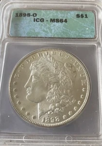 1898-O Morgan Silver Dollar ICG MS-64 Uncirculated ￼Vintage￼ - Picture 1 of 14