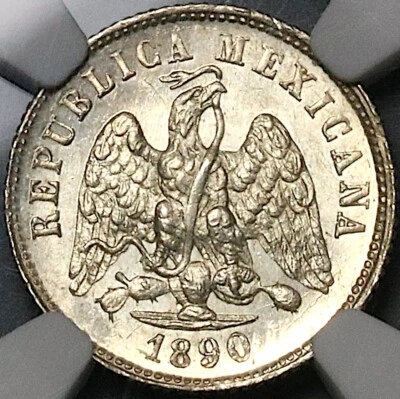 1890-Mo NGC MS 62 Mexico 10 Centavos Mint State Silver Coin (23062403C) - Image 1 of 4