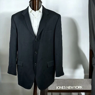 Chaqueta Blazer Jones New York JNY Para Hombre 48L Negra Sólida Tres Botones Foto 1 de 4