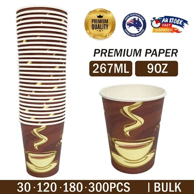 Disposable Coffee Cups 9oz 267ml Bulk Take away Premium Paper Takeaway BULK AU - image 1 of 4
