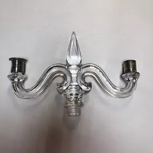 Antiguo candelabro de cristal con remate de prisma 2 brazos de repuesto - Imagen 1 de 8
