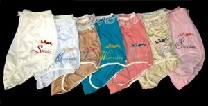 Custom Vintage DOTW Days week Satin Nylon Gusset Granny brief Lots ruffles 8/9 - Picture 1 of 24