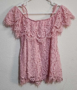 NoBo Girls Size 7-9 Off The Shoulder Pink Blouse Top - Picture 1 of 3