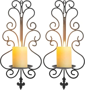 Wall Candle Sconce Holder Set of 2, Candle Sconces Wall Decor for Living Room Di - Picture 1 of 9