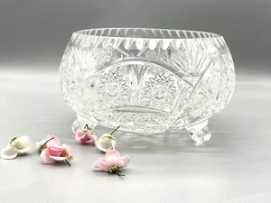 Vintage Lead Crystal Fruit Sweet Dish Footed Big - Picture 1 of 9
