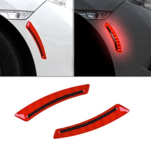 Red Carbon Fiber Car Wheel Eyebrow Fender Reflective Sticker Decal Accessories - Picture 1 of 9