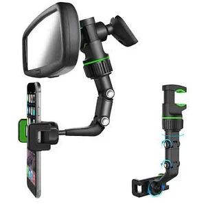 Rearview Mirror Phone Holder, 360° Rotatable and Retractable Car Phone Mount - Bild 1 von 11