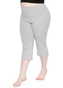Women's Plus Size Capri Yoga Pants Heather Gray 3X - Picture 1 of 7