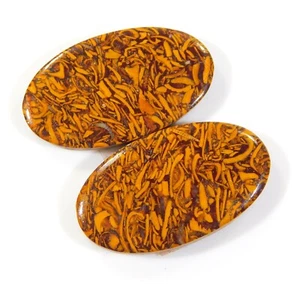 36 Ct Top Natural Mariam Jasper Pair Oval Cabochon Gemstone 29x17x5 mm UU=0306 - Picture 1 of 6