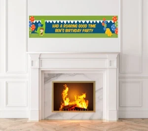 Dinosaur and Caveman - Birthday Party Printed Banner - Indoor Outdoor Banner - Picture 1 of 1